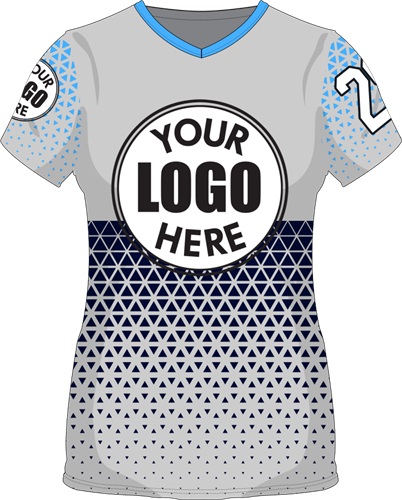 Sublimated Womens/Girls V-Neck Jersey - Custom "Triangles" Cool Performance Tee