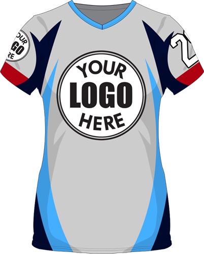 Sublimated Womens/Girls V-Neck Jersey - Custom "Wavepoint" Cool Performance Tee