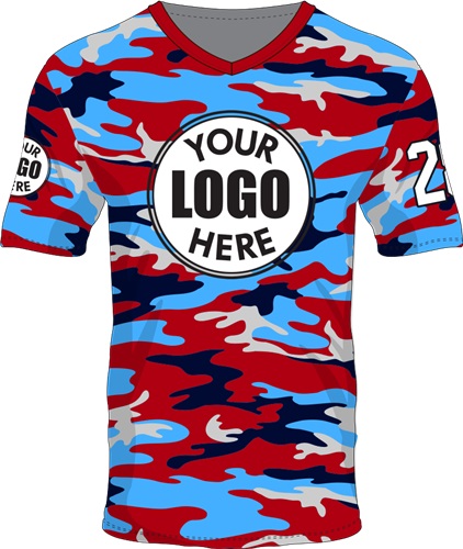 Custom Sublimated V-Neck Jersey - Unisex "Camo" Cool Performance Tee