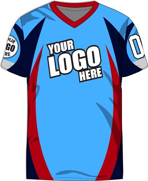 Custom Sublimated V-Neck Jersey - Unisex "Wavepoint" Cool Performance ...