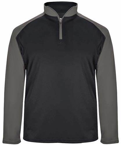 Badger Adult Ultimate SoftLock Sport 1/4 Zip Shirt (AM - Graphite/Black)