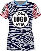 Sublimated Womens/Girls V-Neck Jersey - Custom "Wild" Cool Performance Tee