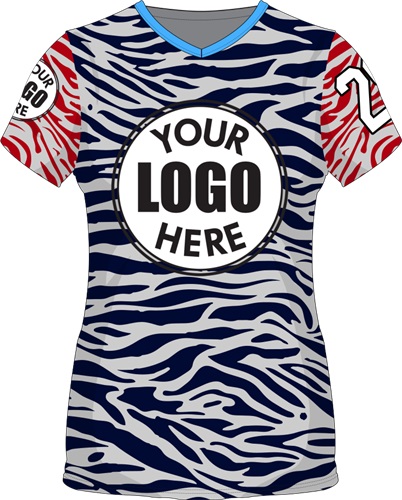 Sublimated Womens/Girls V-Neck Jersey - Custom "Wild" Cool Performance Tee