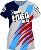 Sublimated Womens/Girls V-Neck Jersey - Custom "ScratchedUp" Cool Performance Tee