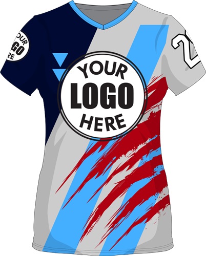 Sublimated Womens/Girls V-Neck Jersey - Custom "ScratchedUp" Cool Performance Tee