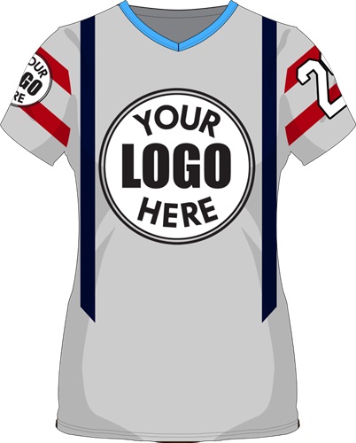 Sublimated Womens/Girls V-Neck Jersey - Custom "TwoStripe" Cool Performance Tee