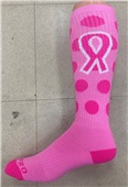 Over-The-Calf Breast Cancer Polka Dot Ribbon Socks PAIR