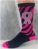 Over-The-Calf Breast Cancer Zebra Ribbon Socks PAIR