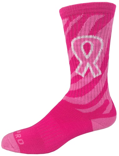 Over-The-Calf Breast Cancer Zebra Ribbon Socks PAIR