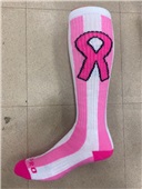 Over-The-Calf Breast Cancer Vertical Stripe  Ribbon Socks PAIR