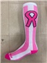 Over-The-Calf Breast Cancer Vertical Stripe  Ribbon Socks PAIR