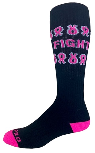 Over-The-Calf Breast Cancer Fight 2 Ribbon Stripes Socks PAIR