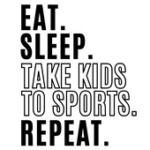 Epic Ladies Eat Sleep Kids Sports Repeat Blk V-Neck Graphic T-Shirts