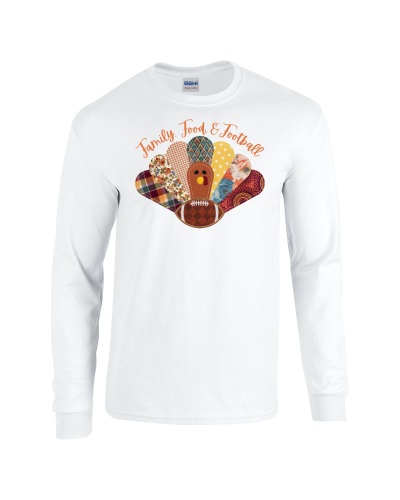 Epic Family Food Football Thanksgiving Turkey Long Sleeve Cotton Graphic T-Shirts. Free shipping.  Some exclusions apply.