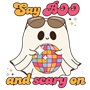 Epic Adult/Youth Say Boo Scary On Cute Disco Ghost Cotton Graphic T-Shirts