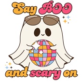 Epic Ladies Say Boo Scary On Cute Disco Ghost V-Neck Graphic T-Shirts