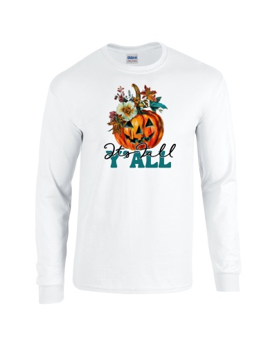 Epic Its Fall Yall Pumpkin Autumn Long Sleeve Cotton Graphic T-Shirts. Free shipping.  Some exclusions apply.