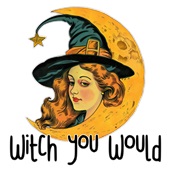 Epic Ladies Witch You Would Crescent Moon V-Neck Graphic T-Shirts