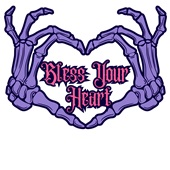 Epic Ladies Bless Your Heart Goth Skeleton Hands V-Neck Graphic T-Shirts