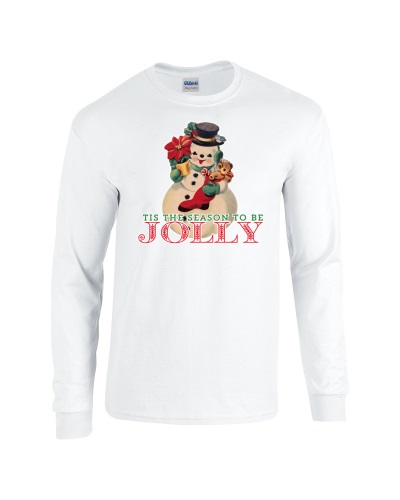 Epic Tis the Season to be Jolly Snowman Long Sleeve Cotton Graphic T-Shirts. Free shipping.  Some exclusions apply.