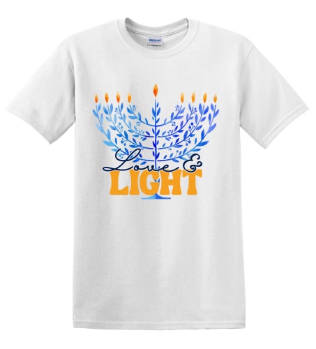 Epic Adult/Youth Hanukkah Love & Light Menorah Cotton Graphic T-Shirts. Free shipping.  Some exclusions apply.