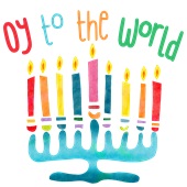 Epic Adult/Youth Hanukkah Oy to the World Menorah Cotton Graphic T-Shirts