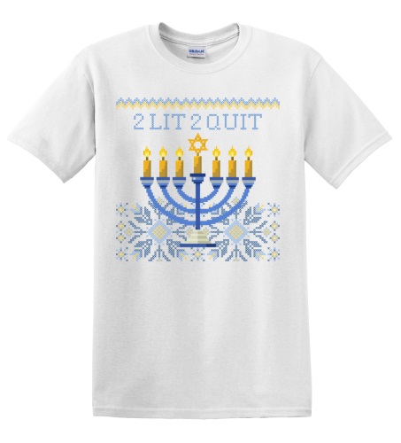 Epic Adult/Youth 2 Lit 2 Quit Hanukkah Ugly Sweater Style Cotton Graphic T-Shirts. Free shipping.  Some exclusions apply.