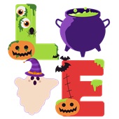 Epic Ladies Halloween LOVE Creepy Ghost Bats Pumpkin V-Neck Graphic T-Shirts