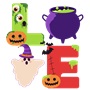 Epic Ladies Halloween LOVE Creepy Ghost Bats Pumpkin Long Sleeve Graphic T-Shirts