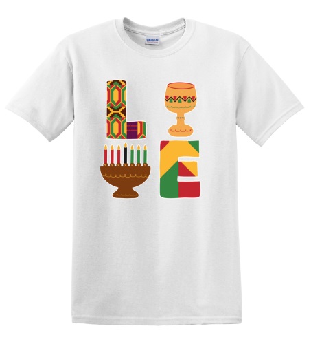 Epic Adult/Youth Kwanzaa LOVE Kinara Goblet Culture Cotton Graphic T-Shirts. Free shipping.  Some exclusions apply.