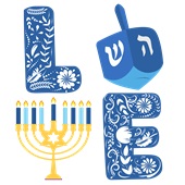 Epic Ladies Hanukkah LOVE Menorah Dreidel V-Neck Graphic T-Shirts