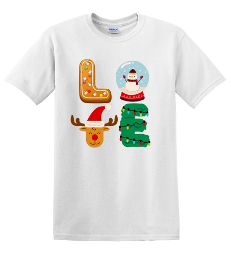 Epic Adult/Youth Christmas LOVE Cookie Snowman Tree Santa Cotton Graphic T-Shirts. Free shipping.  Some exclusions apply.