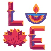 Epic Ladies Diwali LOVE Festival of Lights Rama V-Neck Graphic T-Shirts