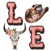 Epic Ladies Pink Western LOVE Country Cowboy V-Neck Graphic T-Shirts