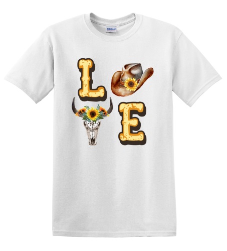 Epic Adult/Youth Sunflower Western LOVE Country Cowboy Cotton Graphic T-Shirts. Free shipping.  Some exclusions apply.