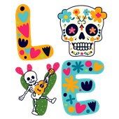 Epic Ladies LOVE Sugar Skulls Mexico Day of the Dead V-Neck Graphic T-Shirts