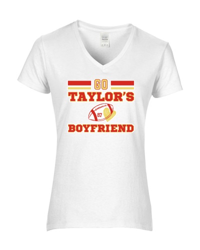 Epic Ladies Go Taylor's Boyfriend Swiftie KC V-Neck Graphic T-Shirts. Free shipping.  Some exclusions apply.