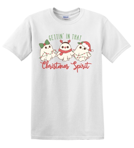 Epic Adult/Youth Getting in that Christmas Spirit Ghosts Cotton Graphic T-Shirts. Free shipping.  Some exclusions apply.