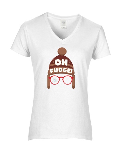 Epic Ladies Oh Fudge Shoot Your Eye Christmas Story V-Neck Graphic T-Shirts. Free shipping.  Some exclusions apply.