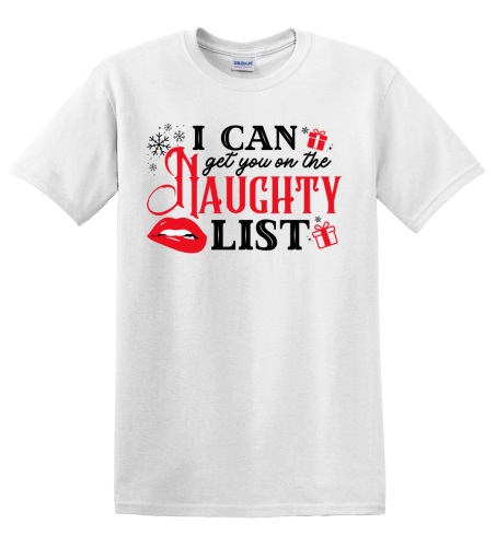 Epic Adult/Youth I Can Get You On Naughty List Black Cotton Graphic T-Shirts. Free shipping.  Some exclusions apply.