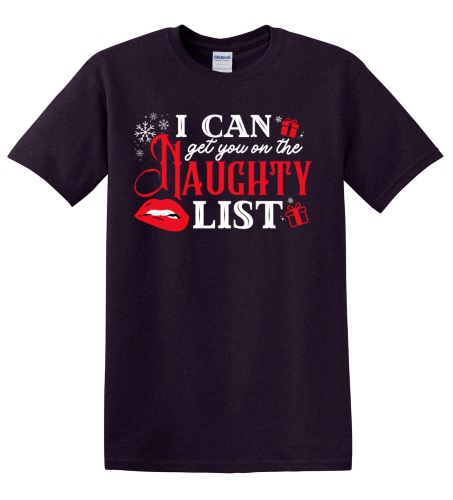 Epic Adult/Youth I Can Get You On The Naughty List White Cotton Graphic T-Shirts. Free shipping.  Some exclusions apply.