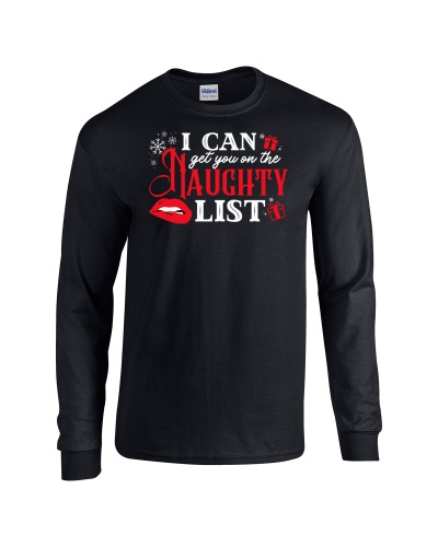Epic I Can Get You On The Naughty List White Long Sleeve Cotton Graphic T-Shirts. Free shipping.  Some exclusions apply.