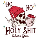 Epic Ladies Ho Ho Holy Shit What A Year V-Neck Graphic T-Shirts