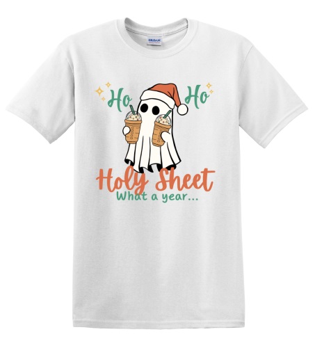 Epic Adult/Youth Ho Ho Holy Sheet What A Year Coffee Cotton Graphic T-Shirts. Free shipping.  Some exclusions apply.