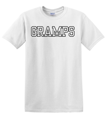 Epic Adult/Youth GRAMPS varsity sports biggest fan blk Cotton Graphic T-Shirts. Free shipping.  Some exclusions apply.