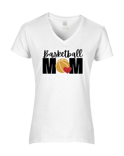 Epic Ladies Basketball Mom Love V-Neck Graphic T-Shirts. Free shipping.  Some exclusions apply.