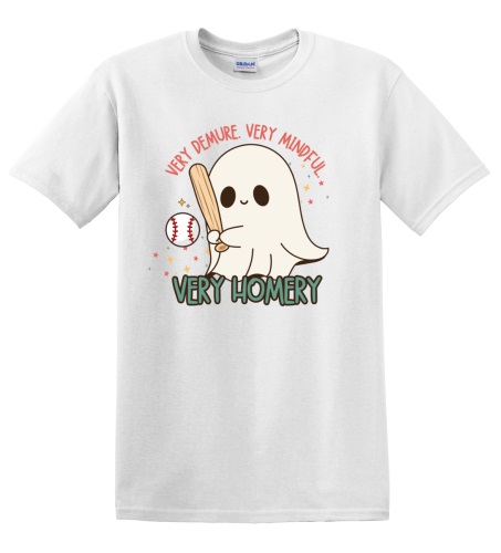 Epic Adult/Youth Very Cutesy Ghosties Hit Homer Baseball Cotton Graphic T-Shirts. Free shipping.  Some exclusions apply.