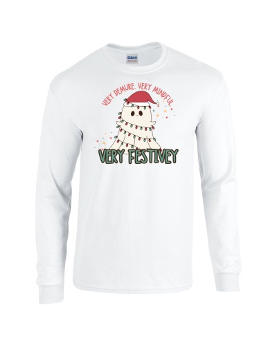 Epic Very Cutesy Ghosties Festive Holidays Long Sleeve Cotton Graphic T-Shirts. Free shipping.  Some exclusions apply.