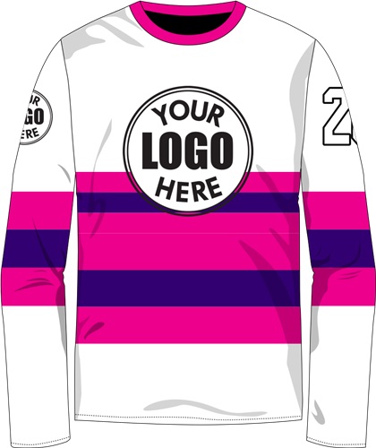 Unisex Crew Horizontal Stripes Cool Performance Long Sleeve Sublimated Jersey