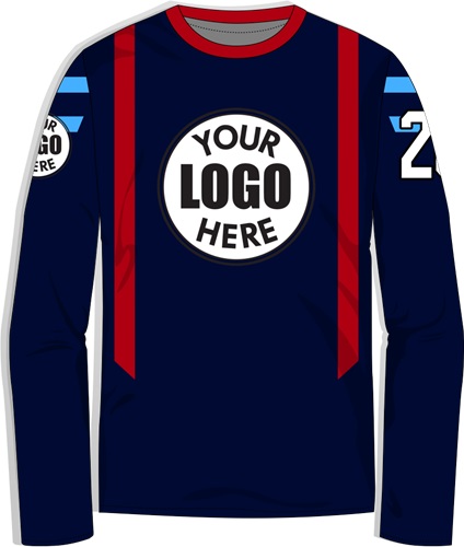 Custom Shooting Shirt - Sublimated "TwoStripe" Long-Sleeve Unisex Crew Tee